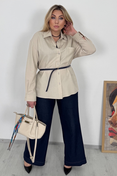 Сорочка з льону "Лоліта" бежева