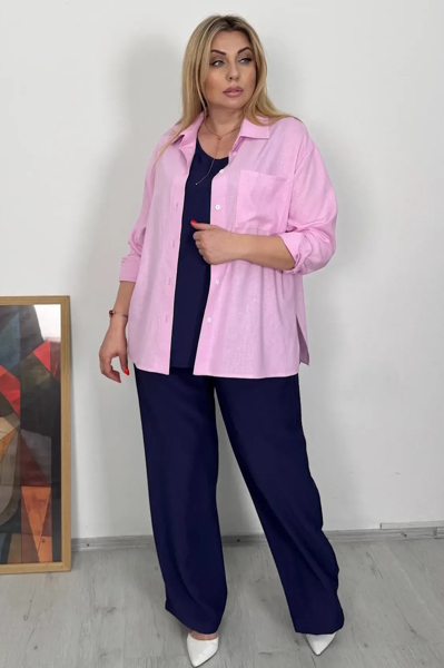 Сорочка з льону "Лоліта" рожева