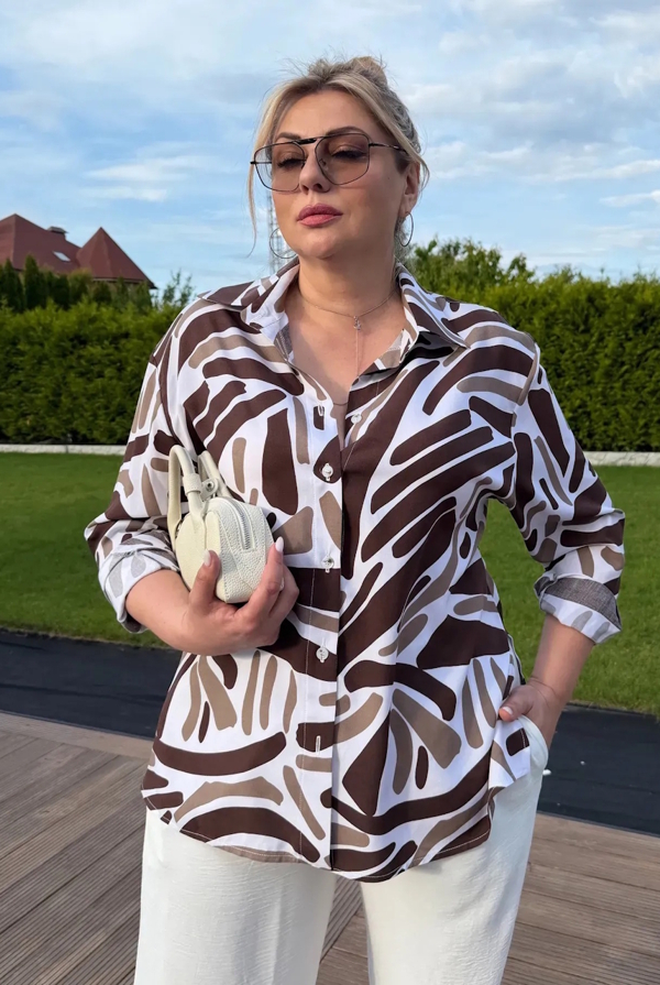 Блуза зі штапелю "Мегаполіс" коричнева