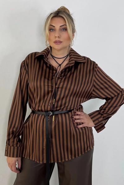 Блуза з шовку "Надія" мокко