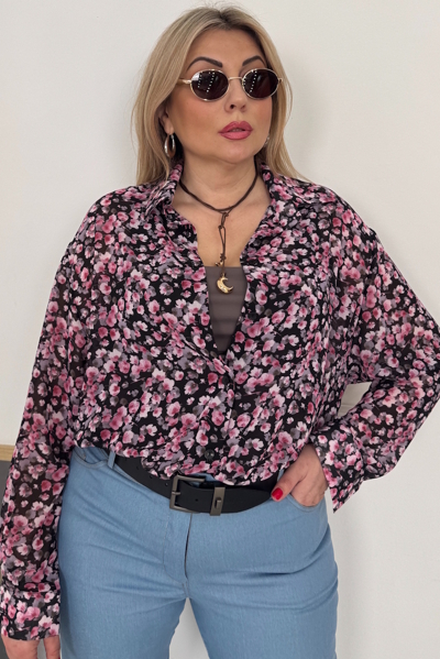 Блуза з шифону "Плей" чорна