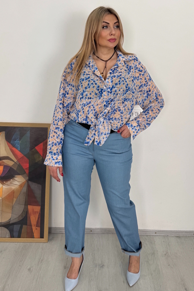 Блуза з шифону "Плей" голуба