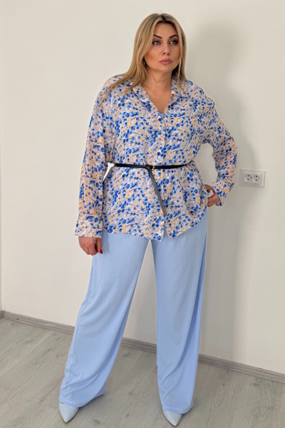 Блуза з шифону "Плей" голуба