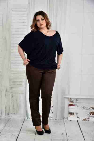 Блуза великих розмірів "Ваяна" синя