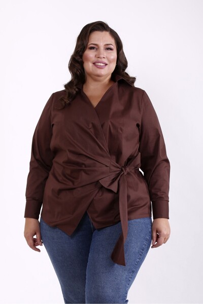 Блуза великих розмірів "Арія" коричнева