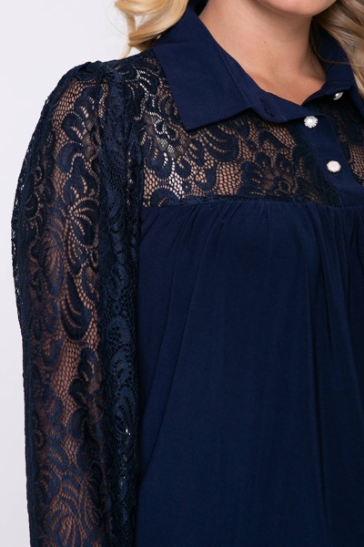 Блуза великих розмірів "Анна" темно-синя