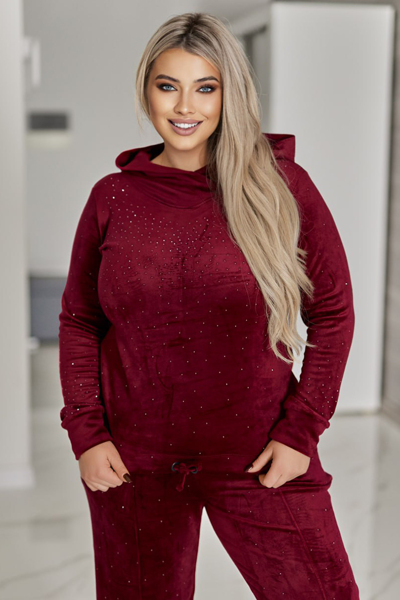 Теплий костюм з велюру "Хлоя" марсала