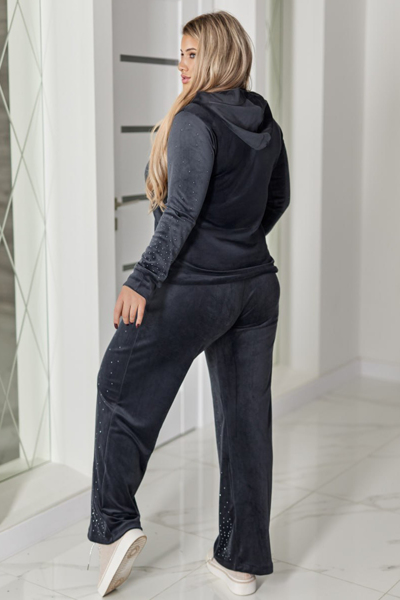 Теплий костюм з велюру "Хлоя" сірий