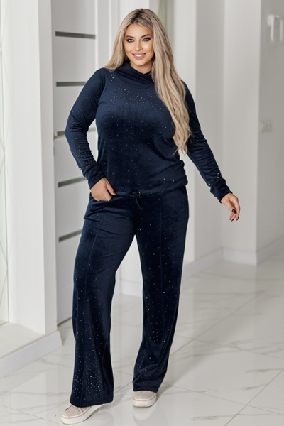 Теплий костюм з велюру "Урсула" синій