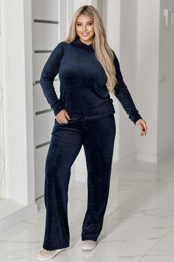 Теплий костюм з велюру "Урсула" синій