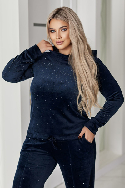 Теплий костюм з велюру "Урсула" синій