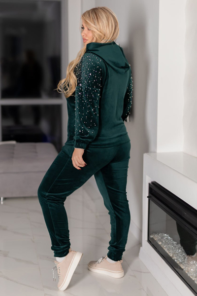 Теплий костюм з велюру "Урсула" смарагд