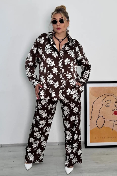 Костюм з шовку "Аміна" шоколад