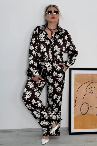 Костюм з шовку "Аміна" шоколад