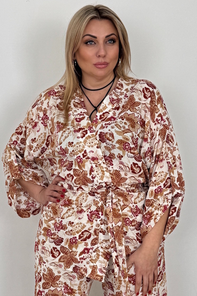 Костюм з льону "Зорепад" теракот