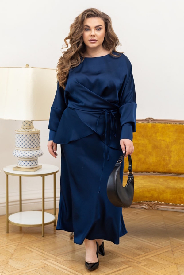 Костюм з шовку "Олеандра" темно-синій