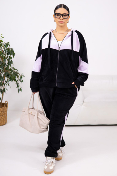 Костюм з велюру "Роза" чорний-лаванда