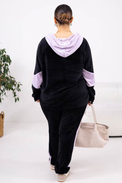 Костюм з велюру "Роза" чорний-лаванда