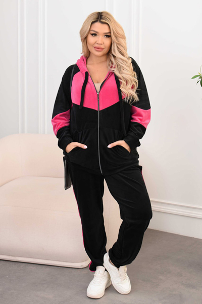 Костюм з велюру "Роза" чорний-малина