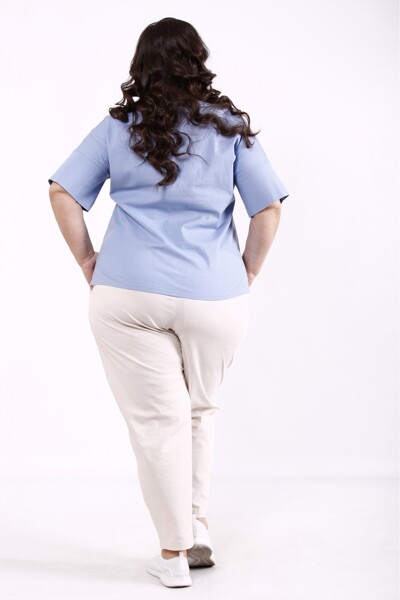 Блуза великих розмірів "Ланвіль" синя