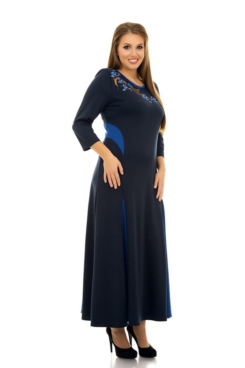 Плаття великих розмірів "Стелла" синє