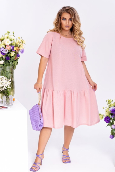 Плаття великих розмірів "Романія" рожеве