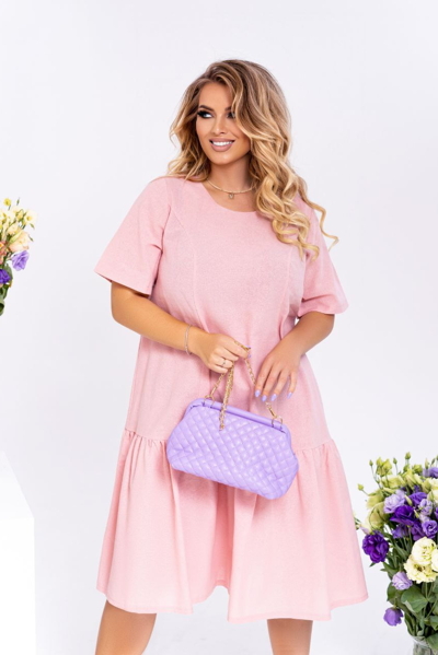 Плаття великих розмірів "Романія" рожеве