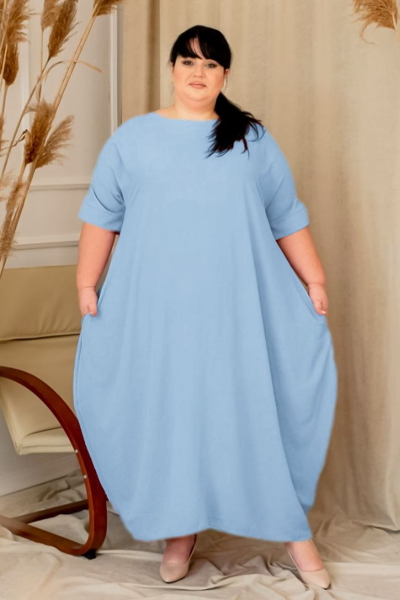 Плаття великих розмірів "Валерія" голубе