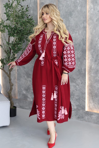 Плаття з вишивкою "Гуцулянка" червоне