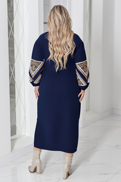 Плаття з вишивкою "Панна" темно-синє