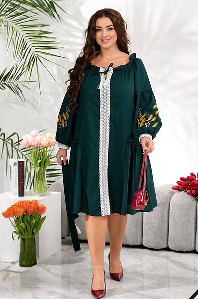 Вишите плаття "Киянка" зелене