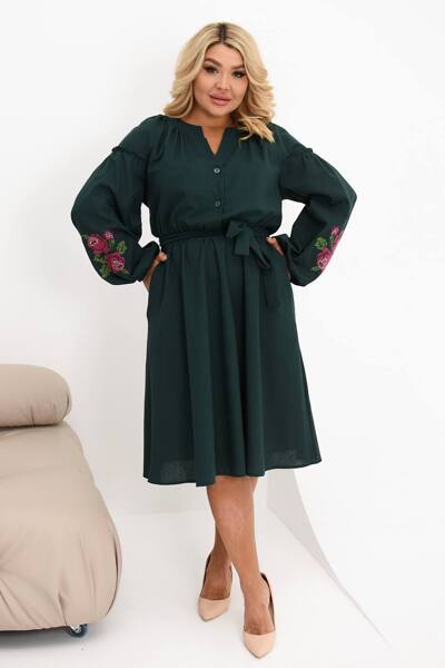 Плаття з вишивкою "Львівянка" зелене