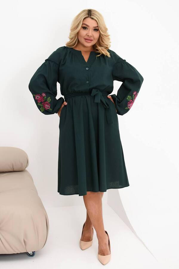 Плаття з вишивкою "Львівянка" зелене
