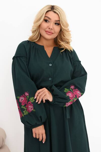 Плаття з вишивкою "Львівянка" зелене