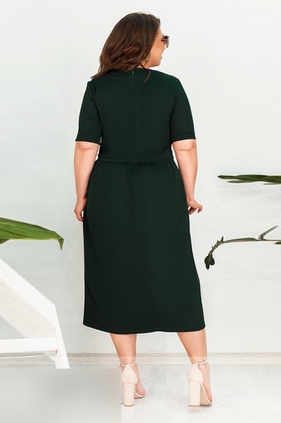 Плаття великих розмірів "Шах" темно-зелене