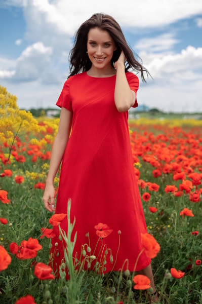 Плаття з льону "Норі" червоне