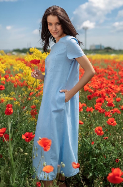 Плаття з льону "Норі" голубе