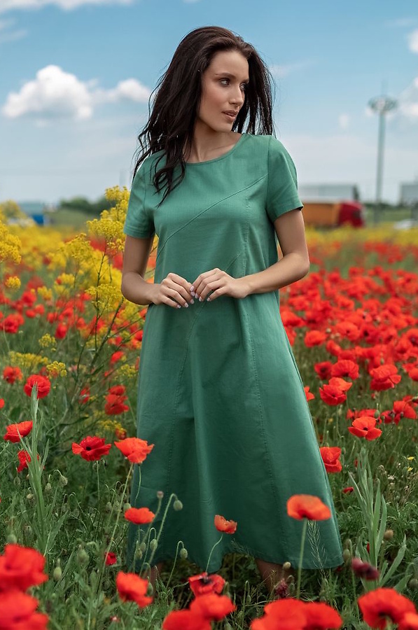 Плаття з льону "Норі" зелене
