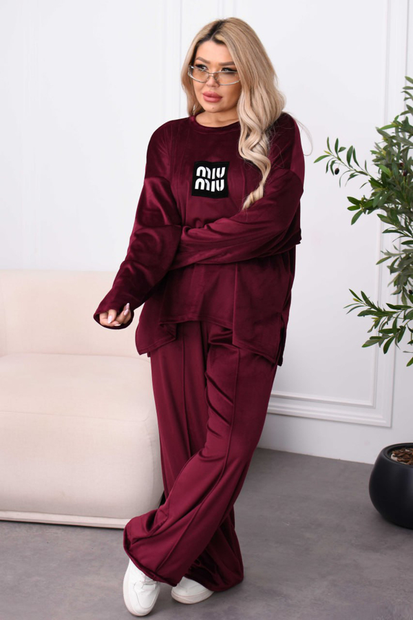 Костюм з велюру "Ріана" бордовий