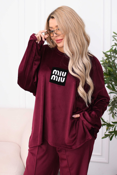 Костюм з велюру "Ріана" бордовий