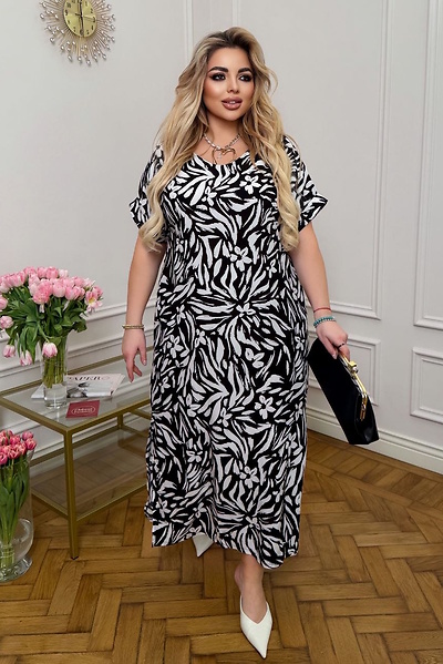 Плаття з штапелю "Клуні" чорно-біле