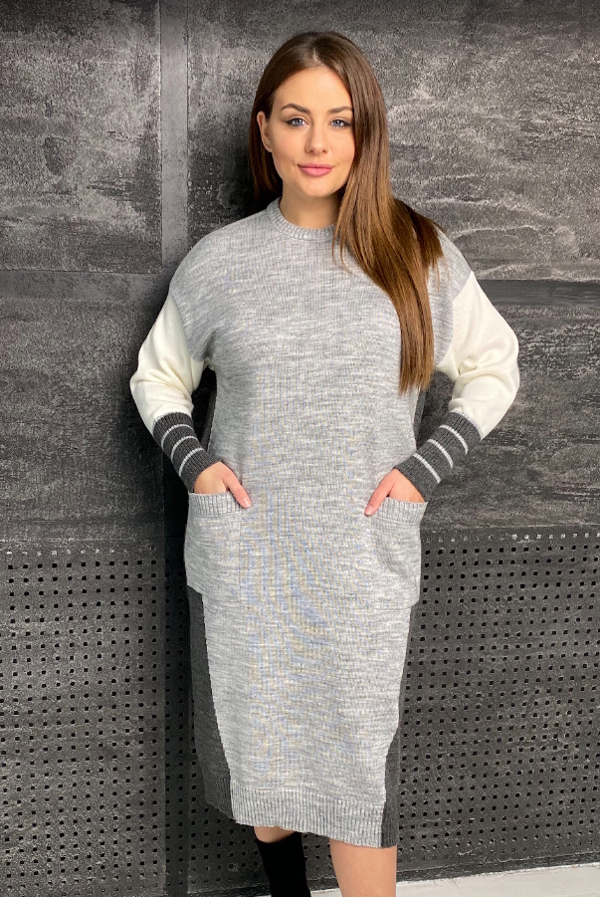 В'язане плаття "Лаціо" сіре В'язане плаття "Лаціо" сіре
