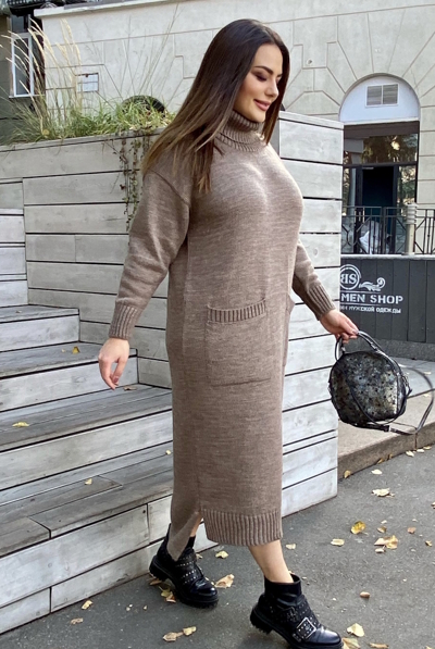 В'язане плаття "Вогонь" мокко