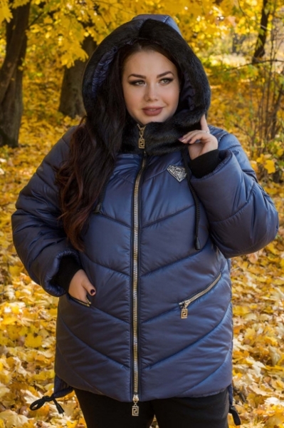 Зимова куртка великих розмірів "Сніжана" синя