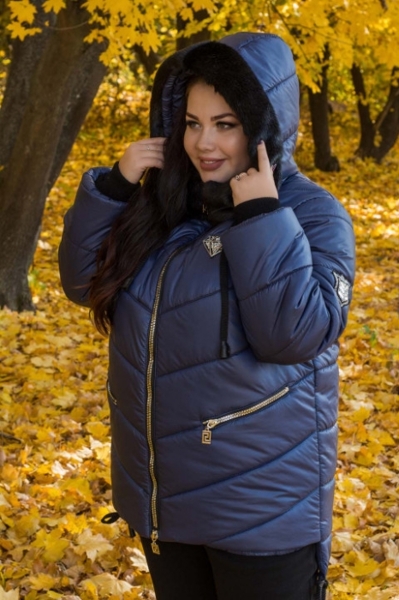 Зимова куртка великих розмірів "Сніжана" синя