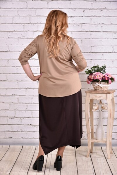 Плаття великих розмірів "Моніка" коричневе