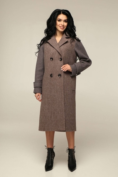 Пальто великих розмірів "Сімона" коричневе