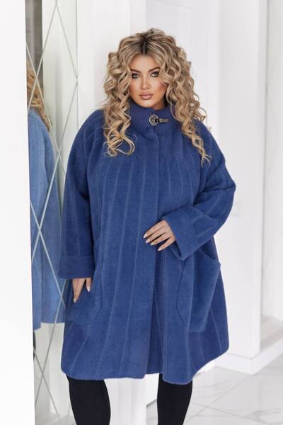 Пальто з альпаки "Монсерат" синє