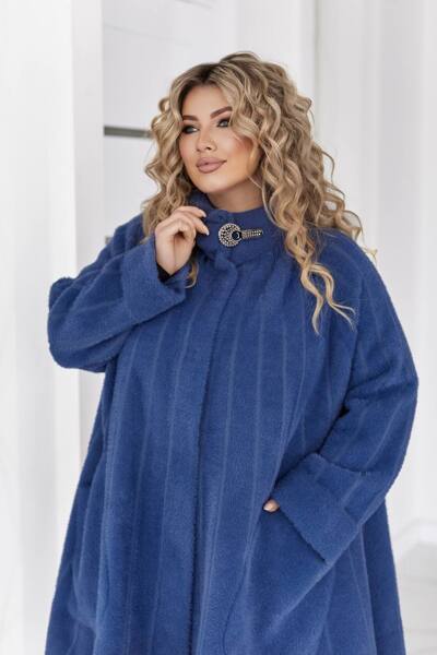 Пальто з альпаки "Монсерат" синє