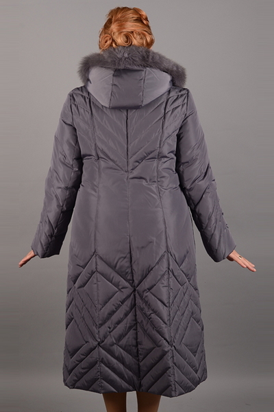 Демисезонне пальто великих розмірів "Сара" темно-сіре